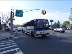 The X28 bus travels along 86th Street in Bay Ridge on it way to Manhattan. Eagle file photo by Paula Katinas