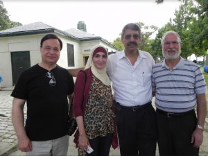 Wael Saadah, Linda Sarsour, Habib Joudeh, and Dr. Ahmad Jaber (left to right), who are the leaders of the Arab-American Association, celebrated the culture and heritage of the Middle East at a 2014 festival in Bay Ridge. Eagle file photo by Paula Katinas