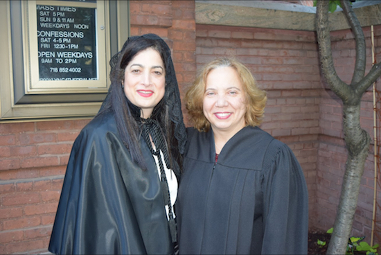 Brooklyn’s legal community came together on Thursday to celebrate the Red Mass, a service for the start of the new legal season. Pictured from left: President of the Brooklyn Women’s Bar Association Sara Gozo with President of the Catholic Lawyers Guild of Kings County Hon. Lizette Colon. Eagle photos by Rob Abruzzese