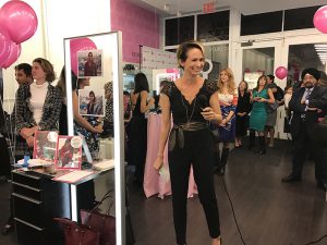 Brooklyn resident and founder of Fearless Beauty, Heather Packer, greets attendees at Cutler Salon for the Fearless Beauty "Blowdrys & Cocktails" benefit. Funds raised support her haircutting vocational program for impoverished girls in India. Photo courtesy of Fearless Beauty