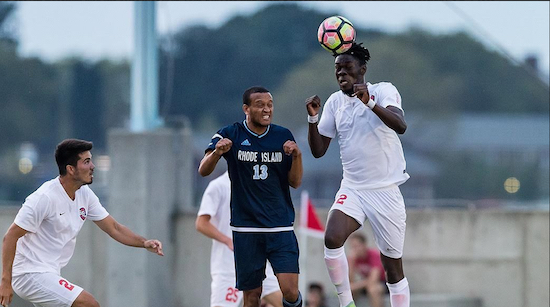 Senior back Collyns Laokandi used his head last Friday to help SFC Brooklyn move within one win of capturing home-field advantage throughout the upcoming Northeast Conference Tournament. Photo courtesy of SFC Brooklyn Athletics