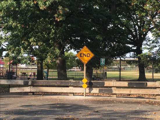 Assemblymember Dov Hikind says Midwood residents have been pushing to have signs installed around the perimeter of Friends Field to improve safety for pedestrians entering and leaving the recreational area. Photo courtesy of Hikind’s office