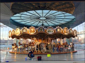Nothing says “DUMBO” like a photo of Jane's Carousel, even when it's closed for cleaning and maintenance. Eagle photos by Lore Croghan