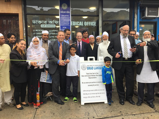 Councilmember Brad Lander is joined by religious and civic leaders of the Bangladeshi community to mark the expansion of office hours. Photo courtesy of Councilmember Lander’s office