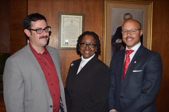 The Brooklyn Bar Association hosted a CLE with a pair of its trustees on updates in foreclosure law on Monday. Pictured from left: Jimmy Lathrop, Hon. Harriet Thompson and Anthony Vaughn Jr. Photo by Rob Abruzzese