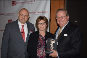 Brooklyn Law School (BLS) held a domestic violence crisis discussion with Hon. John M. Leventhal, one of the school's alumni who recently authored "My Partner, My Enemy: An Unflinching View of Domestic Violence and New Ways to Protect Victims." Pictured from left: Leventhal, Professor Elizabeth Schneider and BLS Dean Nicholas Allard. Eagle photos by Rob Abruzzese
