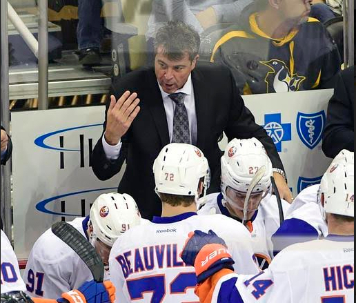 Islanders head coach Jack Capuano got an earful from the crowd during Tuesday night’s ugly 6-1 loss to Tampa Bay at Downtown’s Barclays Center. AP photo