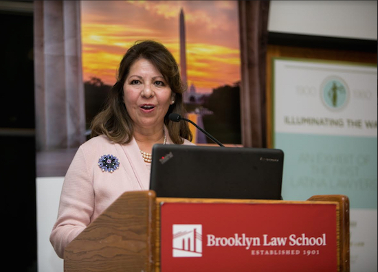 Professor Dolores S. Atencio, a visiting scholar from the University of Denver, presented an exhibit at the Brooklyn Law School (BLS) that looks at the history of Latina lawyers in the U.S. from 1900 through 1980. Photos courtesy of Brooklyn Law School