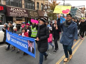 Councilmember Carlos Menchaca (right) leads the march up Fifth Avenue in Sunset Park on Sunday. Photos courtesy of Menchaca’s office