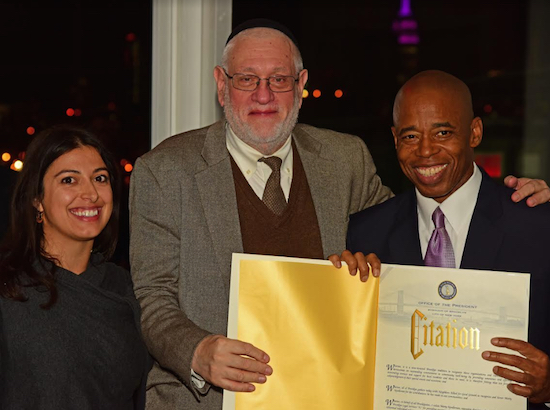 From left: NAG Chair Rita Beth Pasarell, Chief Counsel of Brooklyn Legal Services Marty Needelman and Brooklyn Borough President Eric Adams. Eagle photo by Andy Katz