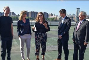 Deputy Mayor Alicia Glen (center) is pictured earlier this year with B. Amsterdam founder Ricardo van Loenen, Amsterdam Deputy Mayor Kajsa Ollongren, Brooklyn Navy Yard CEO David Ehrenberg and Chairman Henry Gutman (left to right) at an announcement that B. Amsterdam will open in the Navy Yard in 2017. Eagle file photo by Rob Abruzzese