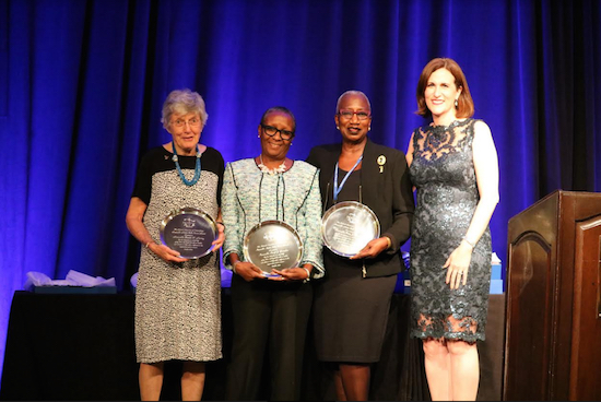 Brooklyn Judges Cheryl Gonzales and Betty J. Williams were honored at the 2016 National Association of Women Judges (NAWJ) Annual Conference in Seattle, Washington on Saturday, Oct. 8. Pictured from left: Hon. Brenda P. Murray, Hon. Cheryl J. Gonzales, Hon. Betty J. Williams and Hon. Lisa S. Walsh, NAWJ president. Photos courtesy of the NAWJ