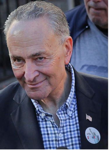 Senator Charles Schumer addresses the media after voting Tuesday in Park Slope. Schumer won re-election easily. AP Photo/Bebeto Matthews