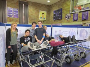 Students support their peers after donating blood. Photo courtesy of Joan Kowkabany