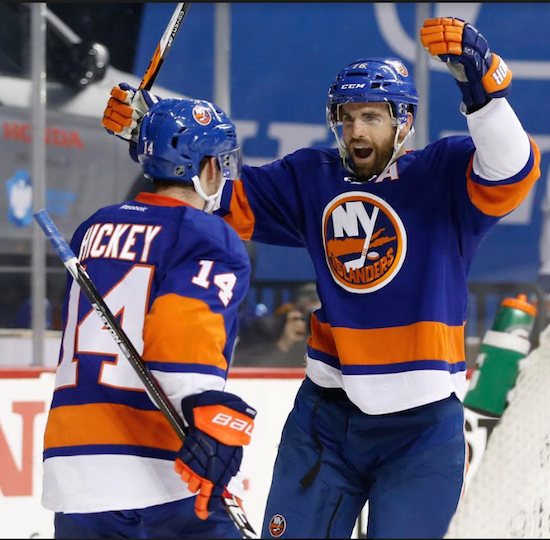 Andrew Ladd scored two big goals in the Islanders’ 4-3 victory over the Washington Capitals at Downtown’s Barclays Center on Tuesday night. AP Photo/Kathy Willens