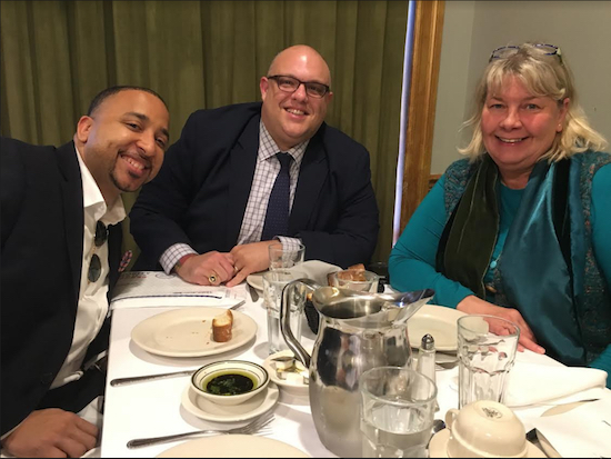 From left: Northfield Bank Vice President Brian Chin, community leader Justin Brannan and Donna McClellan of Connors & Sullivan Law Office. Eagle photo by John Alexander