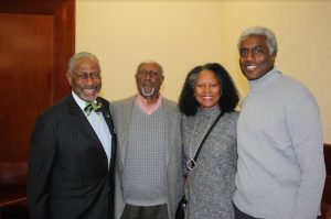 Members of the Brooklyn legal community gathered at the Kings County Supreme Courthouse on Thursday for a retirement party for Justice Bert A. Bunyan. Pictured from left: Hon. Bert A. Bunyan with his brother John Bunyan, daughter Shawn Richardson and son-in-law Darrell Richardson. Photos by Mario Belluomo