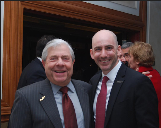 Former Brooklyn Borough President Marty Markowitz (left) with incoming BCC President Andrew Hoan. Eagle photos by Arthur De Gaeta