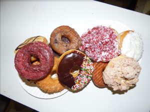 An assortment of donuts from Peter Pan Donut & Pastry Shop. Eagle photos by Mary Frost