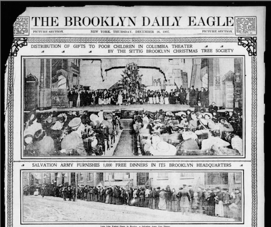The Sittig Christmas Tree Society’s yearly celebrations, held in large Brooklyn theaters, attracted thousands of working-class children and their families in the early part of the 20th century. Images courtesy of Brooklyn Public Library/Brooklyn Daily Eagle