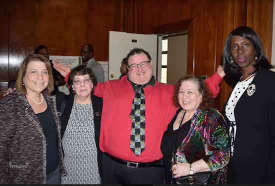 The Brooklyn Supreme Court held its second annual holiday party after the court didn’t have one for more than 20 years. Pictured from left: Hon. Ellen M. Spodek, Hon. Debra Silber, Marc Levine, Sandy Levine and Hon. Sylvia G. Ash. Photos by Rob Abruzzese