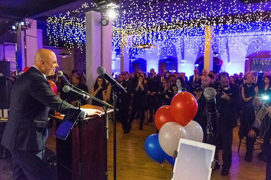 Arthur Aidala hasn’t officially declared which political office he’s running for or which party he will be affiliated with, but more than 400 of his friends and colleagues showed up to support him at a political fundraiser in Brooklyn on Monday night. Eagle photos by Rob Abruzzese