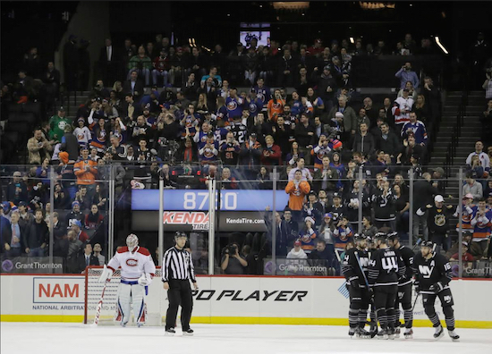 The New York Islanders may not be at the Barclays Center for long, according to a report in Bloomberg News Monday. The franchise is in just its second season here on the Downtown scene, but has struggled to draw fans, ranking third from last in the NHL home attendance figures. AP Photo by Frank Franklin II