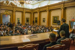 ShawnDya Simpson addresses the packed ceremonial courtroom in Borough Hall on Thursday after her swearing in. Eagle photos by Rob Abruzzese