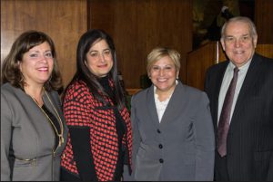 The Brooklyn Women's Bar Association hosted a CLE on Tuesday on ethics and also discussed how to get lawyers and judges with dependency issues the help they need. Pictured from left: Deborah Scalise, Sara Gozo, Hon. Theresa Ciccotto and John Urban. Eagle photo by Rob Abruzzese