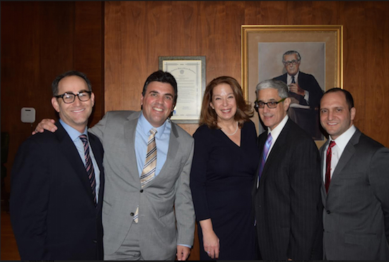 The Brooklyn Bar Association gave tips on how attorneys can avoid grievances and how to handle them if they come up. Pictured from left: Pery D. Krinsky, Richard A. Klass, Andrea E. Bonina, Steve Cohn and Daniel Antonelli. Eagle photo by Rob Abruzzese