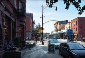 The proposed BQX runs through Greenpoint. Rendering courtesy of Friends of BQX
