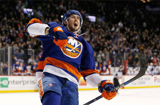 Brock Nelson’s overtime goal lifted the Islanders over Toronto and within three points of Philadelphia for the final wild-card spot in the Eastern Conference Monday night at Downtown’s Barclays Center. AP Photo by Kathy Willens