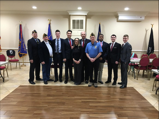 U.S. Rep. Dan Donovan is joined by local veterans in congratulating the students he nominated for admission into America’s military service academies. Photo courtesy of Donovan’s office
