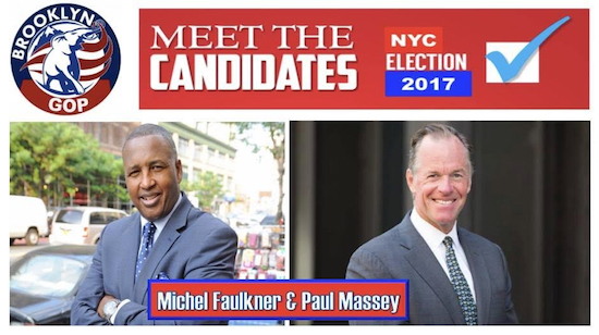 Rev. Michel Faulkner (left) and Paul Massey are both hoping for the Republican Party’s endorsement to run for mayor. Photo courtesy of the Brooklyn Republican Party