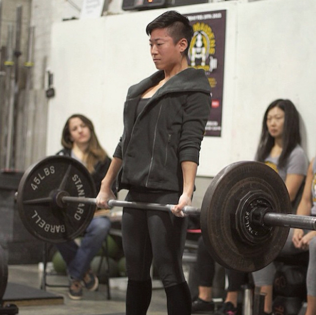 Rachel Hsiung, a product designer in Brooklyn, practicing for last year’s Iron Maidens weightlifting competition.  Photo courtesy of Rachel Hsiung
