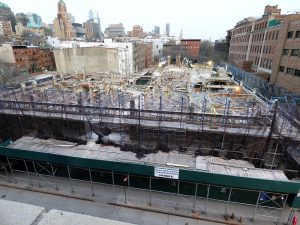 After complaints about early morning and late night demolition work at the former Long Island College Hospital (LICH) site in Cobble Hill, the city’s Department of Buildings said that no more after-hours variances would be issued. Photo by Mary Frost