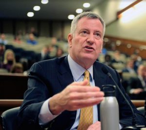 Mayor Bill de Blasio is seeking to create 40,000 jobs over the next four years, including 1,500 in Sunset Park. AP Photo/Hans Pennink