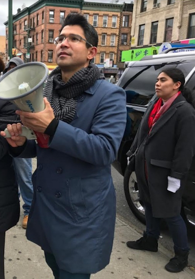 Carlos Menchaca at a Sunset Park rally for immigrants in November. Photo courtesy of Menchaca's office