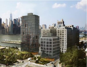 The Brooklyn Heights Association says that new city figures show that two residential towers planned for Brooklyn Bridge Park’s Pier 6 (above, center and left) are not financially necessary. Rendering courtesy of ODA-RAL Development Services - Oliver's Realty Group