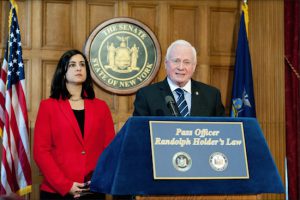 Assemblymember Nicole Malliotakis and state Sen. Marty Golden held a press conference in Albany to discuss their efforts to get the bill passed. Photo courtesy of Golden’s office