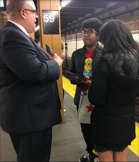 Justin Brannan says riders are getting tired of bad service on the R subway line. Photo courtesy of Brannan’s campaign