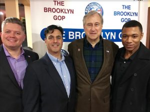 From left: Council Candidate Liam McCabe, Brooklyn Republican Party Chairman Ted Ghorra, Republican Party of New York  Chairman Ed Cox and Brooklyn Young Republican Club President Brandon Washington. Eagle photos by John Alexander
