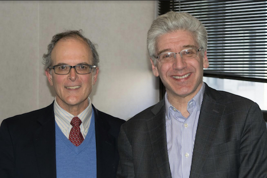 Brooklyn Law School professors Jim Fanto (left) and Ted Janger hosted a "Legal Lunch" where they examined the possible future of financial regulations under the Trump administration. Eagle photo by Rob Abruzzese