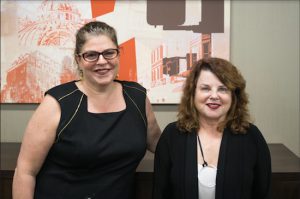 Rachel Demarest Gold (left) and Sharon P. Stiller hosted a wage enforcement seminar designed for business owners at Abrams Fensterman. Eagle photo by Rob Abruzzese