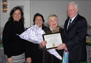 State Sen. Marty Golden presents Mary Ann Walsh with Certificate of Appreciation. From left: Community Board District Manager Josephine Beckmann, Bay Ridge Community Council member Barbara Vellucci, Walsh and Golden. Eagle photos by Arthur De Gaeta