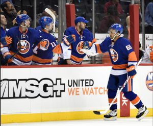 Rookie Josh Ho-Sang potted his first career NHL goal in Edmonton on Tuesday night, helping the Islanders post their first victory in Alberta since 2003. AP Photo by Kathy Kmonicek