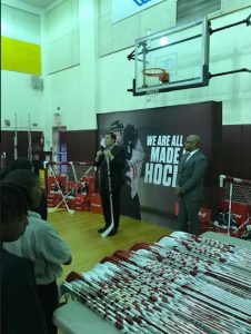 Former Islanders, Rangers and Buffalo Sabres star Pat LaFontaine helped donate $30,000 in hockey equipment to Madison Square Boys & Club Wednesday afternoon in Flatbush. Photos courtesy of Madison Square Boys & Girls Club