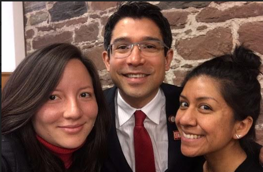 Veronica Piedra Leon (left) is the new chief of staff to Councilmember Carlos Menchaca (center). At right is Adriana L. Garcia, who will now serve as deputy chief of staff. Photo courtesy of Menchaca’s office