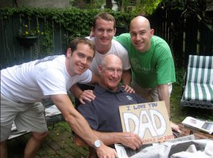 Peter Patterson surrounded by his sons on Father’s Day. Photo courtesy of Patterson family