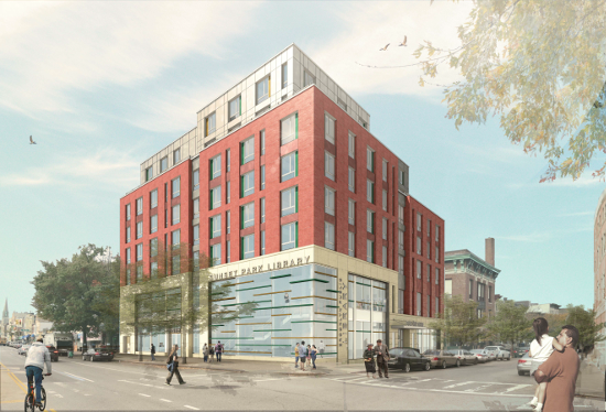 The NYC City Council approved on Thursday the redevelopment of the Sunset Park Library. Brooklyn Public Library is partnering with the nonprofit Fifth Avenue Committee to build a new, larger branch topped by 49 units of permanently affordable housing, shown in the rendering above. Rendering courtesy of Magnusson Architecture and Planning PC